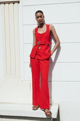 PANTALONES ZARA ROJOS ACAMPANADOS TALLA M NUEVOS CON ETIQUETAS Foto 1 de 4