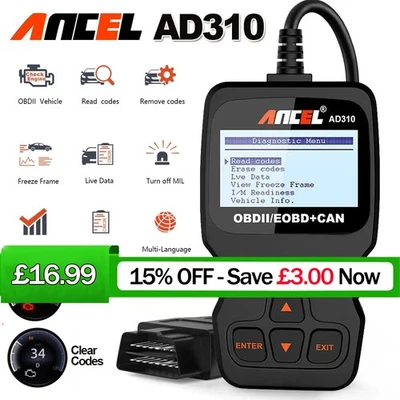 ANCEL AD310 OBD2 Scanner Car Engine Fault Diagnostic Tool Automotive Code Reader - Image 1 of 4