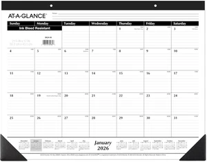 2026 Desk Calendar, Monthly, Desk Pad, 21-3/4" X 17", Large, Ruled Blocks (SK240 - Picture 1 of 12