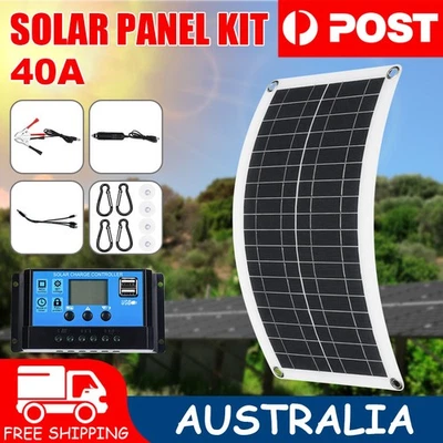 100W 12V/24V Watt Solar Panel Trickle Charger Battery Controller for Car RV Boat - image 1 of 4