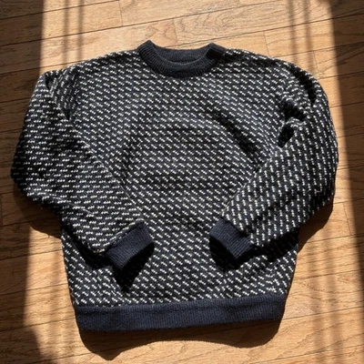 VTG LL Bean Norwegian Birds Eye Sweater Wool Blend Navy Fisherman 80s Grandpa XL - Image 1 of 4