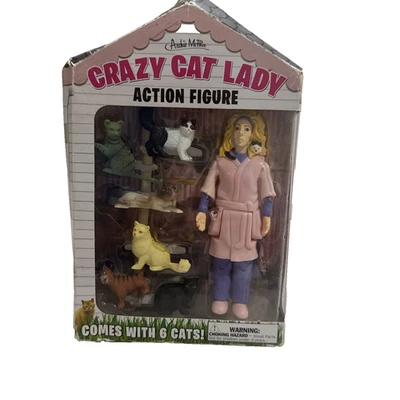 Archie McPhee Crazy Cat Lady Action Figure with 6 Cats Free Postage - Image 1 of 4
