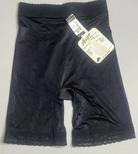 VTG Rago Satin High Waist Long Leg Shaping Panty Size 3X 36 Style 518 Black - Picture 1 of 7
