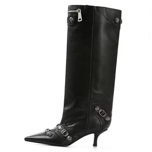 Knee High Boots for Women Wide Calf Boots Pointed Toe Tall Boots Kitten Heel - Picture 1 of 8