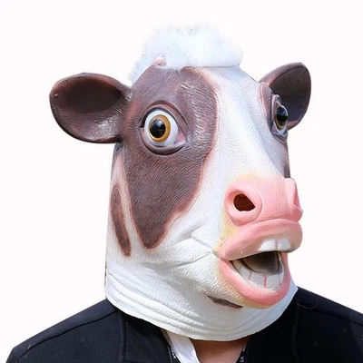 Halloween Cow Mask Latex Face Mask for Party Accessory Birthday Role Playing - Image 1 of 4