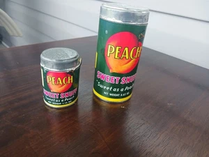 ZWEI American Peach süße Qualität Schnupftabak Metall Dosen 4,45 oz & 1,15oz Vintage leer - Bild 1 von 8
