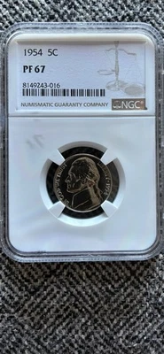 1954 Proof Jefferson Nickel Coin NGC PF 67 - Image 1 of 2