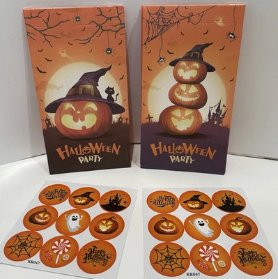 Juego de 12 bolsas de golosinas Hallween Party dos diseños pegatinas calabazas Foto 1 de 2