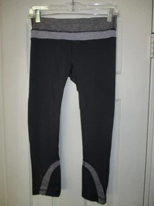 Lululemon 6 Run Inspire Crop II blanco carbón gris jaspeado rayas clásicas - Imagen 1 de 2
