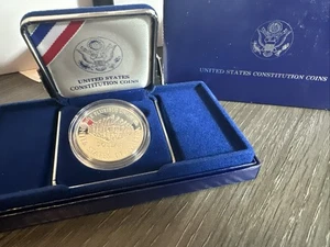 1987 S US Constitution $1 Commemorative Proof Silver Dollar Coin in Box - Picture 1 of 4