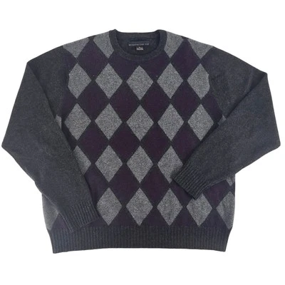 Metropolitan View 100% Cashmere Argyle Pullover Sweater Mens XL Preppy Casual  - Image 1 of 4