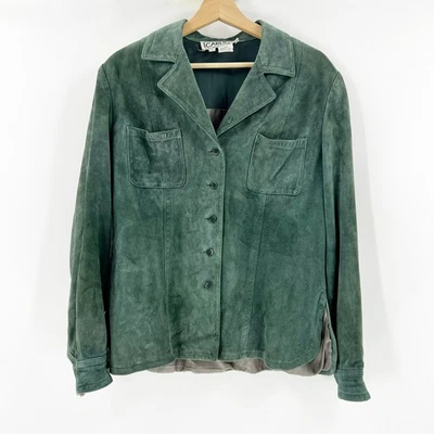 Chaqueta Camisa Vintage Carlisle Gamuza Abotonada Verde Oscuro Talla 12 Foto 1 de 3
