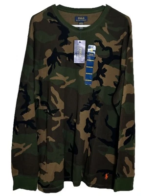 Polo Ralph Lauren Para Hombre Verde Camuflaje Gráfico Tejido Gofre Térmico Manga Larga 2XL Foto 1 de 4