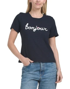 CINQ A SEPT Bonjour Barett Shrunken Tee Farbe Schwarz Größe L NEU - Bild 1 von 2