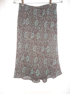 Express Blue Brown Floral Skirt Sz S sheer outer over solid liner elastic waist - Picture 1 of 4