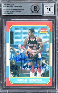 Mychal Thompson "1978 #1 Pick" Signed 1986 Fleer #111 Card Auto 10! BAS Slabbed - Picture 1 of 2
