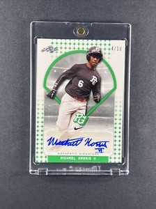2018 Michael Harris II  **Rare 4/10 Green Auto Leaf PG Atlanta Braves ROY