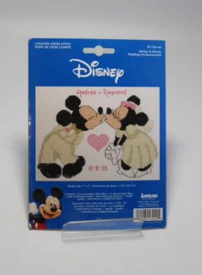 Disney Mickey & Minnie Weddin Announcement Cross Stitch Kit Janlynn 7x5" 1134-44 - Image 1 of 2