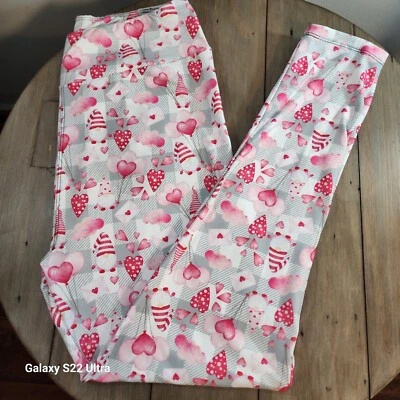 Leggings Dia dos Namorados Alta Curvilínea Rosa TC Calça Lounge Elástica Cintura Trolls - Imagem 1 de 4