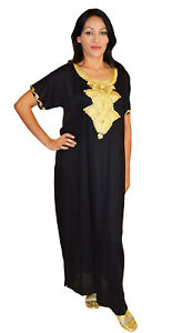 Moroccan Caftan Kaftan Dress Abaya African Womens Casual Gown Handmade Black