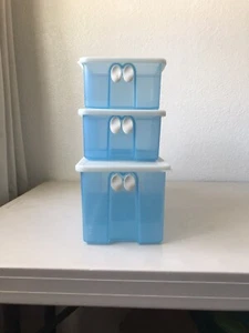 Tupperware Fridgesmart Blue set 3pc Large Medium Small W/lids - Picture 1 of 12