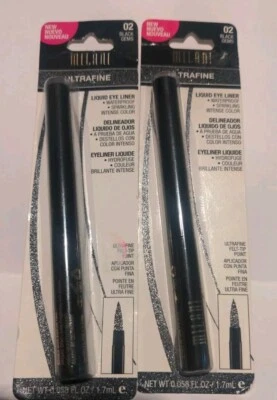  Milani Ultrafine Liquid Eyeliner 02 Black Gems - Sealed, Waterproof Lot Of 2. - Image 1 of 4