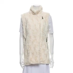 Adrienne Landau Faux Fur Vest Cream Size Large Vegan - Picture 1 of 11