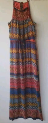 City Triangles Multicolor Chiffon Sleeveless Halter Maxi Dress Size M - Image 1 of 4