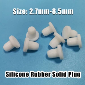 White Solid Silicone Rubber Stopper Plug End Cap Tube Pipe Insert Bung 2.7-8.5mm - Picture 1 of 7