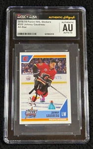 Johnny Gaudreau Signed 2018/19 Panini Stickers Card #520 JSA CGC Auto Grade 10 - Picture 1 of 2
