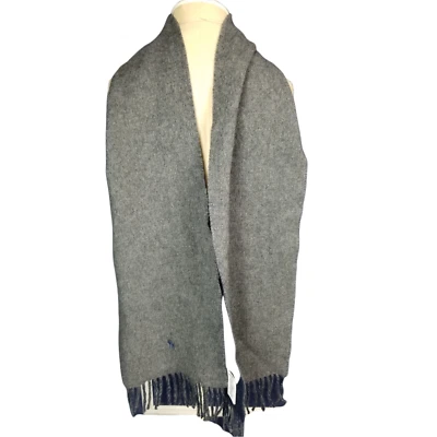 Bufanda Polo Ralph Lauren Para Hombre Gris/Azul Marino Hecha en Italia 80% Lana Virgen Foto 1 de 3