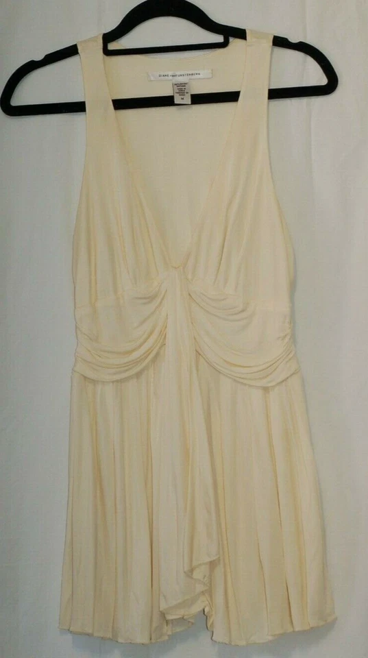 Camisa Top Diane von Furstenberg Ellia Mujer Mediana M Marfil Sedoso Jersey Cuello en V Foto 1 de 4