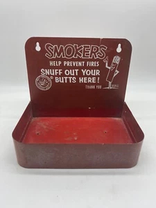 VINTAGE Ashtray 50s SMOKERS SNUFF OUT YOUR BUTTS HERE Cigarette Advertising SIGN - Picture 1 of 6
