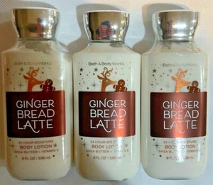3 Bath & Body Works GINGER BREAD LATTE 24 HORAS loción corporal hidratante 8 FL OZ cada uno - Imagen 1 de 2