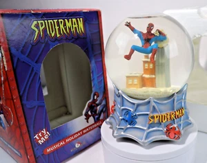 Rare Spider-Man Kurt Adler Snow Globe Music Box Musical Waterball 2003 Marvel - Picture 1 of 24
