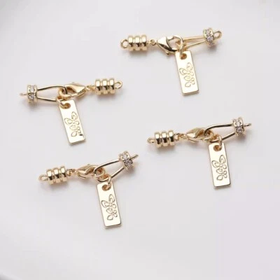 4pcs Bracelet Necklace Connector Clasp,Gold/Silver Toggle Clasp,End Crimp Caps - Image 1 of 2