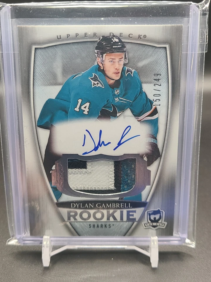 2018-19 UD The Cup Rookie Auto Patch Dylan Gambrell /249 San Jose Sharks - Image 1 of 1