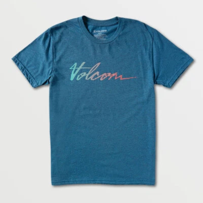Volcom Fast Script Skateboard SS T-Shirt Tee Blue NEW NWT Streetwear Snow Surf  - Image 1 of 2