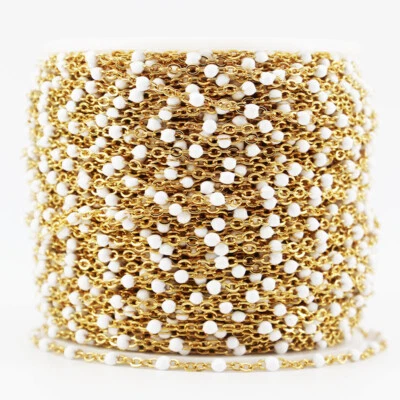 5 метров из нержавеющей стали бисер цепи кабель эмаль белый бусина мяч цепи фурнитура - Изображение 1 из 2