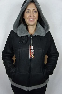 Abrigo Chaqueta Aviador Negro 100% Piel de Oveja Piel de Oveja Piloto Bombardero XS - 6XL Foto 1 de 4