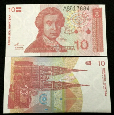 Billete de 10 dinares de Croacia moneda mundial UNC billete Foto 1 de 3