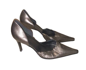 Carole Little Pewter Slip On Pointed Toed Stiletto Heels Size 9 M - Picture 1 of 8