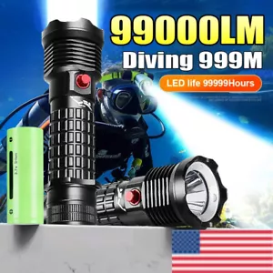 Linterna LED de 99000 lúmenes linterna de buceo profesional luz de buceo EE. UU. - Imagen 1 de 12