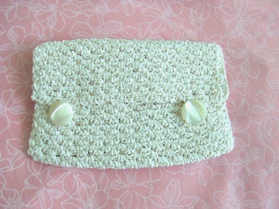 Kleine Tasche in die Tasche Utensilotasche Häkeltasche Handarbeit ivory - Bild 1 von 4