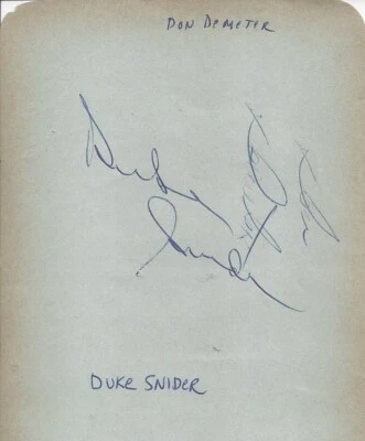 Duke Snider Don Demeter Pat O'Brien Signed 5 1/2 x 4 1/2" Autographed Page - Image 1 of 2
