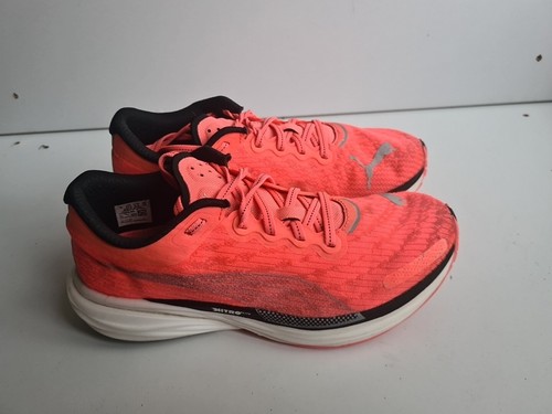 Puma Deviate Nitro 2 Womens Running Shoes Pink Cushioned Sports Trainers UK 7