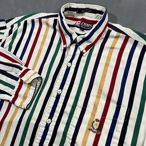 Chaps Ralph Lauren Shirt Mens Large Colorful Striped Crest 80s 90s Western Rodeo - Picture 1 of 7