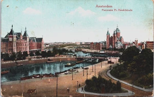 Netherlands Amsterdam Panorama Prins Hendrikkade Postcard B251 - Picture 1 of 2