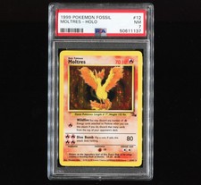PSA 7 NEAR MINT - 1999 Fossil Moltres Holo 12/62 - WOTC Unlimited Base Edition