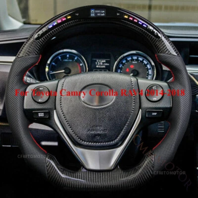 Se adapta a Toyota Camry Corolla RAV4 2014-18 LED fibra de carbono volante deportivo Foto 1 de 4